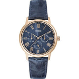 Guess Analog Blue Dial Blue Leather Strap Watch For Men - W0496G4