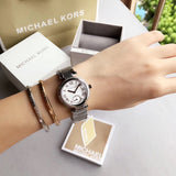 Michael Kors Skylar Quartz White Dial Silver Steel Strap Watch For Women - MK5970