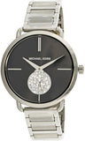 Michael Kors Portia Black Dial Silver Steel Strap Watch for Women - MK3638