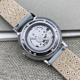 Fossil Vintage Muse Automatic Skeleton White Dial Grey Leather Strap Watch for Women - ME3131