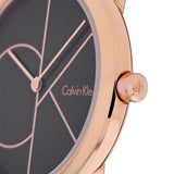 Calvin Klein Minimal Black Dial Rose Gold Mesh Bracelet Watch for Men - K3M21621