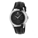 Gucci G Timeless Quartz Black Dial Black Leather Strap Watch For Men - YA1264031