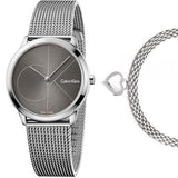 Calvin Klein Minimal Black Dial Silver Mesh Bracelet Watch for Women - K3M22123