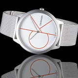 Calvin Klein Minimal White Dial Silver Mesh Bracelet Watch for Men - K3M51152