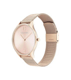 Calvin Klein Minimal White Dial Rose Gold Mesh Bracelet Watch for Women - K3M22626