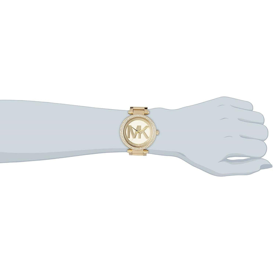 Michael Kors Parker Diamonds Gold Dial Gold Steel Strap Watch for Women - MK5784