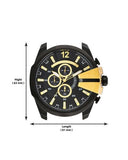 Diesel Mega Chief Chronograph Black Dial Black Steel Strap Watch For Men - DZ4338