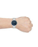 Emporio Armani Giovanni Quartz Blue Dial Silver Steel Strap Watch For Men - AR11227