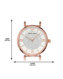 Emporio Armani T-Bar Gianni Crystal Pave Dial Rose Gold Steel Strap Watch For Women - AR11244