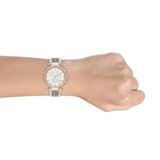 Michael Kors Parker Chronograph White Dial Two Tone Leather Strap Watch For Women - MK6950