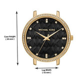 Michael Kors Pyper Three-Hand Black Dial Gold Steel Strap Watch For Women - MK4593