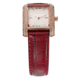 Michael Kors Emery Quartz Diamonds Silver Dial Red Leather Strap Watch For Women - MK4689