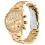 Michael Kors Ritz Chronograph Gold Dial Gold Steel Strap Watch For Women - MK7310