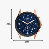 Fossil Forrester Chronograph Blue Dial Blue Leather Strap Watch for Men - FS5814