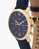 Fossil Neutra Chronograph Blue Dial Blue Leather Strap Watch for Men - FS5790