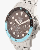 Fossil FB-01 Chronograph Black Dial Silver Steel Strap Watch for Men - FS5827