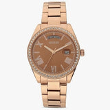 Guess Luna Diamonds Rose Gold Dial Rose Gold Steel Strap Watch for Women - GW0307L3