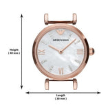 Emporio Armani Gianni T-Bar Mother of Pearl Dial Rose Gold Steel Strap Watch For Women - AR11316