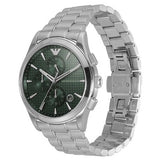 Emporio Armani Paolo Chronograph Green Dial Silver Steel Strap Watch For Men - AR11529