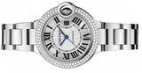 Cartier Ballon Bleu De Cartier Diamonds Silver Dial Silver Steel Strap Watch for Women - WE902035