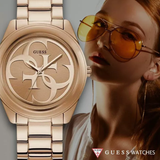 Guess G-Twist Rose Gold Dial Rose Gold Steel Strap Watch for Women - W1082L3