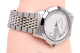 Gucci G Timeless Diamonds Silver Dial Silver Steel Strap Watch For Men - YA126404