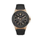 Guess Force Analog Black Dial Black Leather Strap Watch For Men - W0674G6