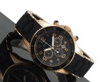 Marc Jacobs Rock Chronograph Black Dial Black Silicone Steel Strap Watch for Women - MBM2553