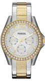 Fossil Riley White Dial Two Tone Steel Strap Watch for Women - ES3204