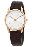 Calvin Klein City White Dial Brown Leather Strap Watch for Men - K2G21629