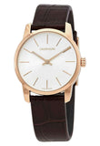 Calvin Klein City White Mother of Pearl Dial Brown Leather Strap Watch for Women - K2G23620