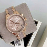 Michael Kors Ritz Chronograph Rose Gold Dial Two Tone Steel Strap Watch for Women - MK6307