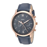 Fossil Neutra Chronograph Blue Dial Blue Leather Strap Watch for Men - FS5454