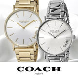 Coach Perry White Dial Gold Steel Strap Watch for Women - 14503345