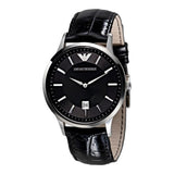 Emporio Armani Renato Black Dial Leather Strap Watch For Men - AR2411