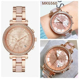 Michael Kors Sofie Chronograph Rose Gold Dial Rose Gold Steel Strap Watch For Women - MK6560