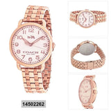 Coach Delancey White Dial Rose Gold Steel Strap Watch for Women - 14502262