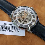 Fossil Townsman Automatic Skeleton Silver Dial Black Leather Strap Watch for Men - ME3041