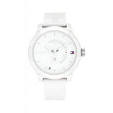 Tommy Hilfiger Denim White Dial White Rubber Strap Watch for Men - 1791558