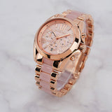 Michael Kors Bradshaw Chronograph Pink Dial Two Tone Steel Strap Watch For Women - MK6830