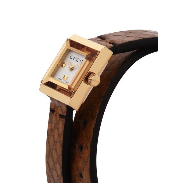 Gucci G Frame White Dial Brown Leather Strap Watch For Women - YA128523