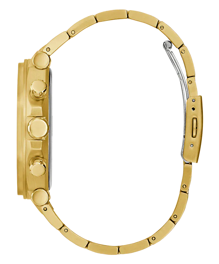 Guess Edge Chronograph Black Dial Gold Steel Strap Watch For Men - GW0539G2