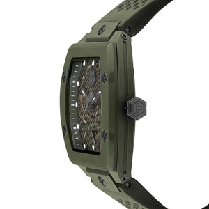 Philipp Plein The Skeleton Green Dial Green Silicone Strap Watch for Men- PWVBA0223
