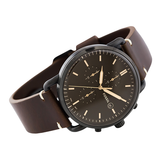 Fossil Commuter Chronograph Black Dial Brown Leather Strap Watch for Men - FS5403