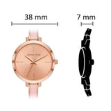 Michael Kors Jaryn Analog Gold Dial Pink Steel Strap Watch For Women - MK4343