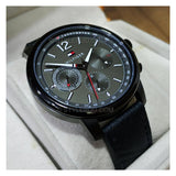 Tommy Hilfiger London Chronograph Grey Dial Black Leather Strap Watch for Men - 1791533