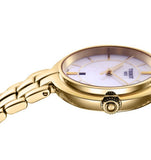 Tissot Flamingo Mother of Pearl Dial Gold Steel Strap Watch For Women - T094.210.33.111.00