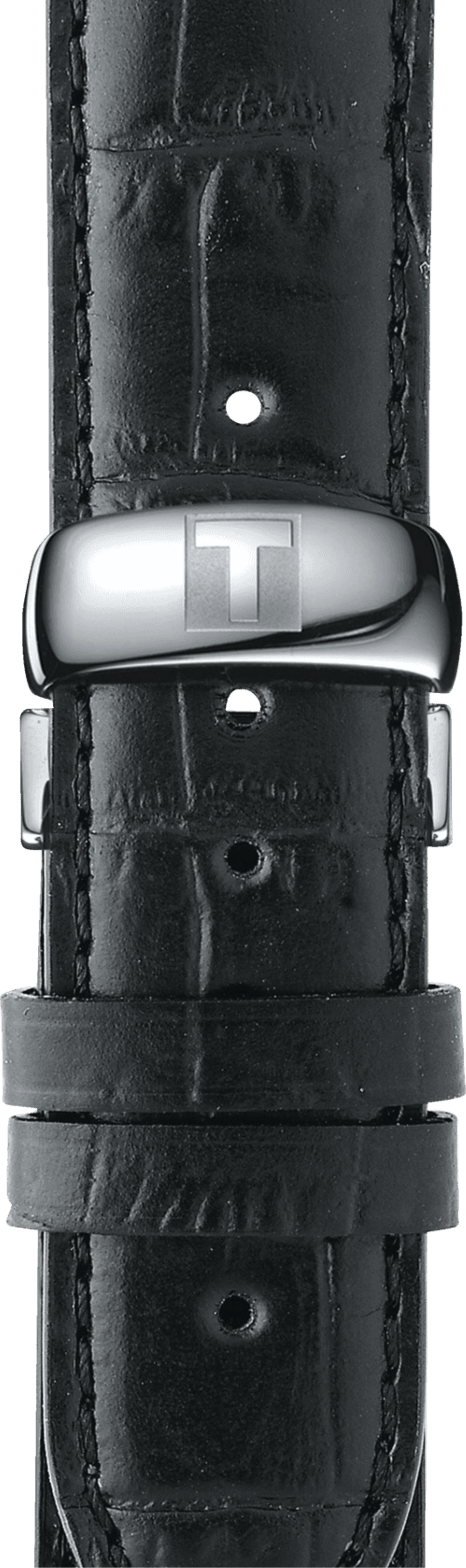 Tissot Automatics III Day Date Black Dial Black Leather Strap Watch For Men - T065.430.16.051.00