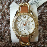 Fossil Riley Multifunction White Dial Orange Leather Strap Watch for Women - ES3723