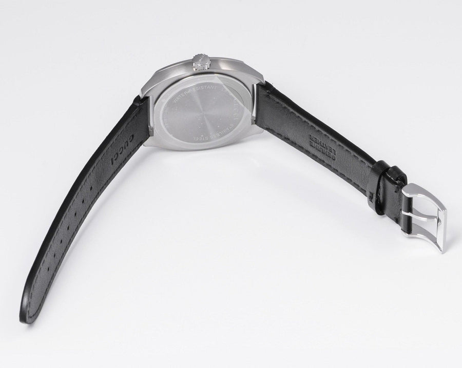 Gucci GG2570 Quartz Black Dial Black Leather Strap Watch For Men - YA142307